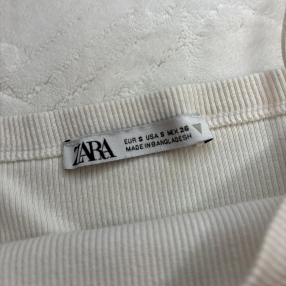 Zara White Ribbed Crop Top - Picture 3 of 3
